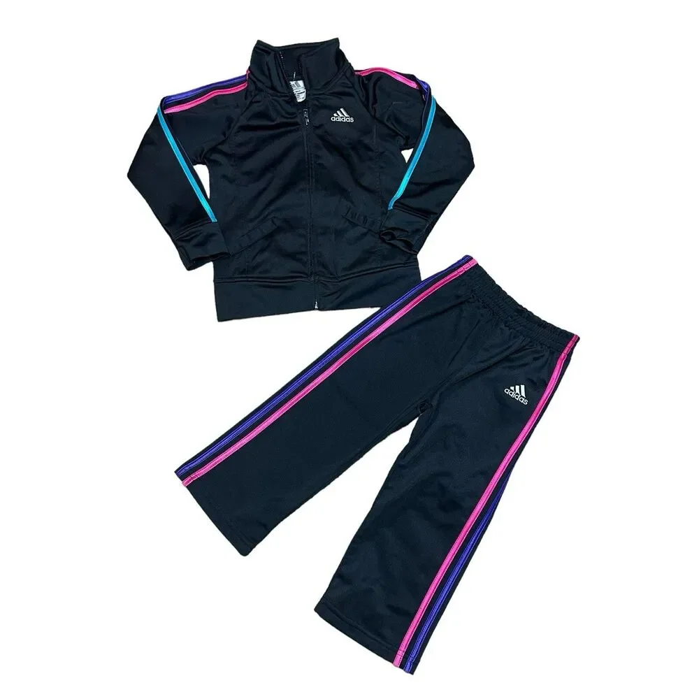Adidas Track Suit 24 Months 2 Piece Black Jacket Jogger Set